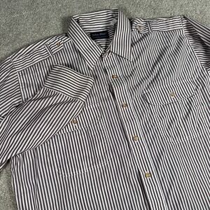 John Blair Mens Vertical Stripe Button Long Sleeve‎ Shirt Large Vintage